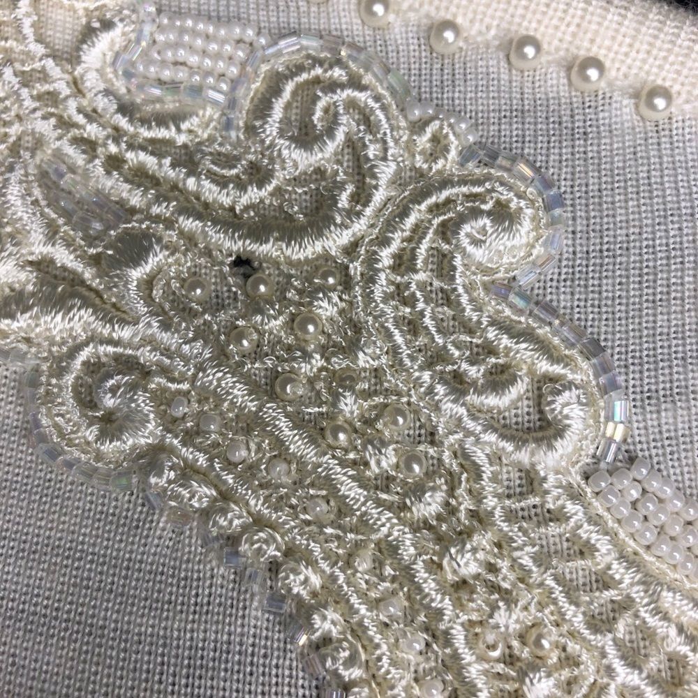 Carole Little Cream Pearl Sequin Small Dress - Picture 4 of 10